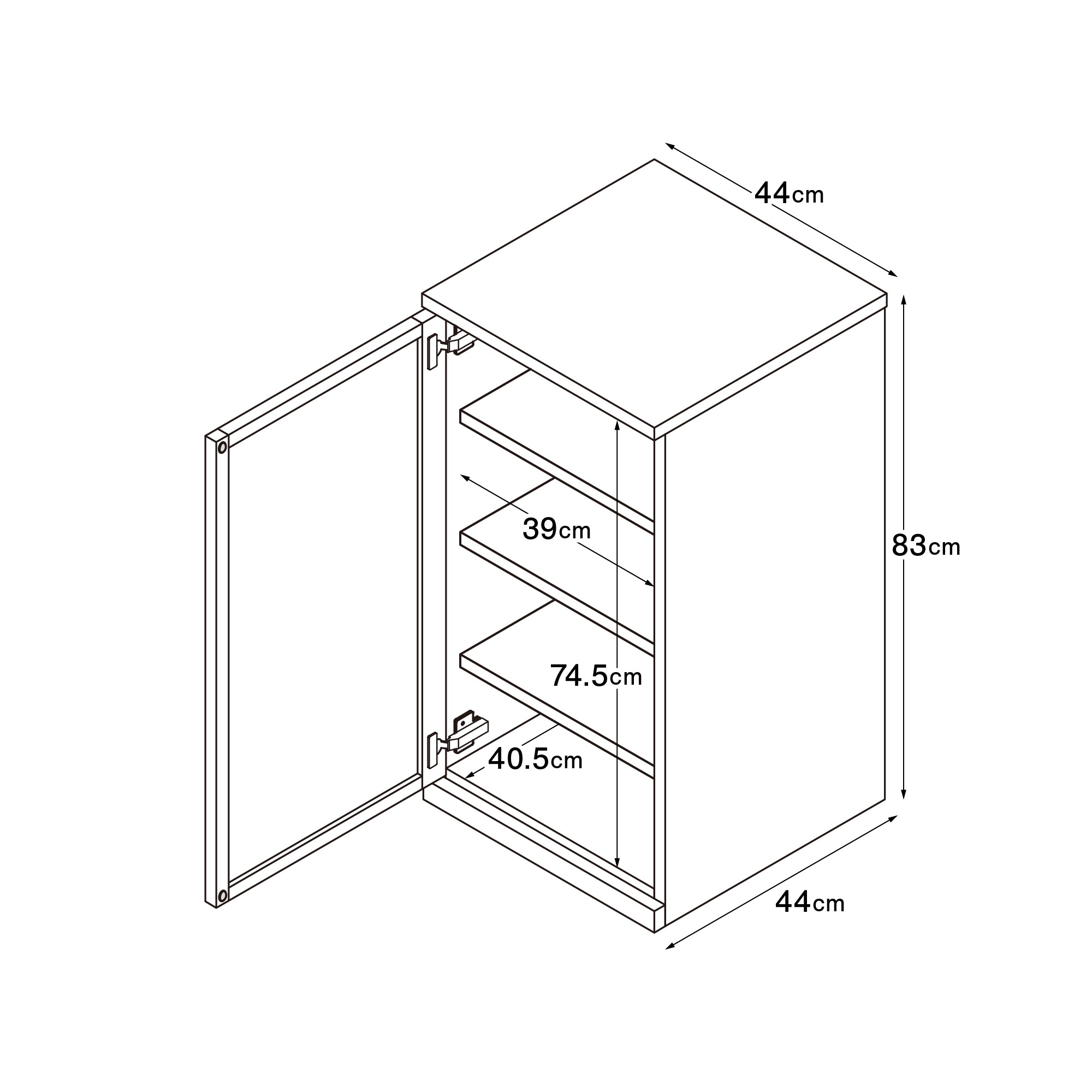 木製キャビネット・木扉・スリム・オーク材