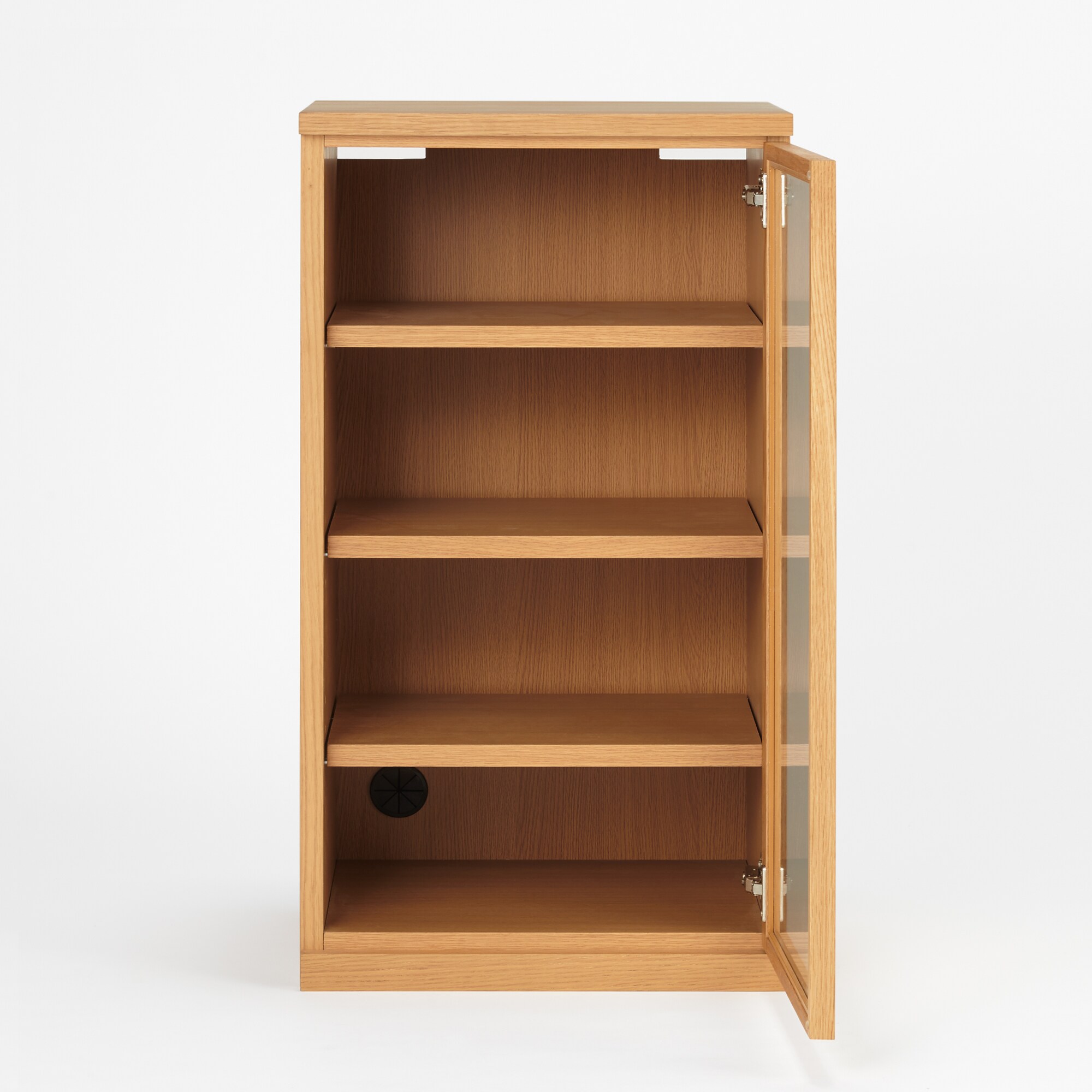 木製キャビネット・ガラス扉・スリム・オーク材