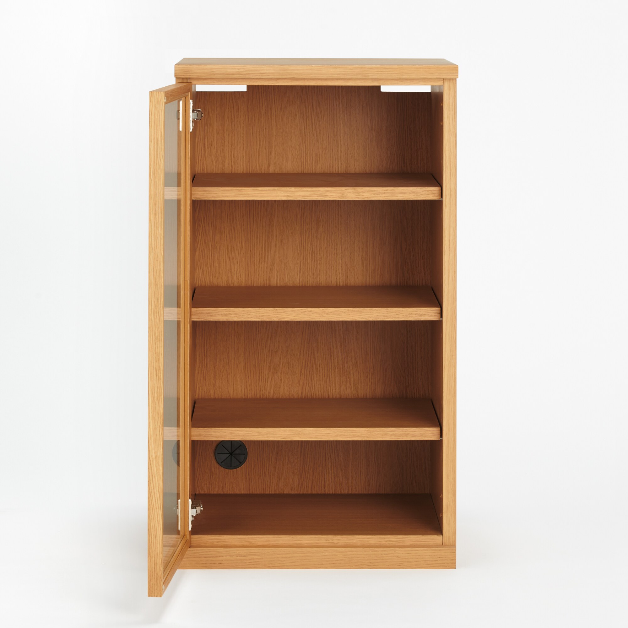 木製キャビネット・ガラス扉・スリム・オーク材