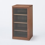 木製キャビネット・ガラス扉・スリム・ウォールナット材