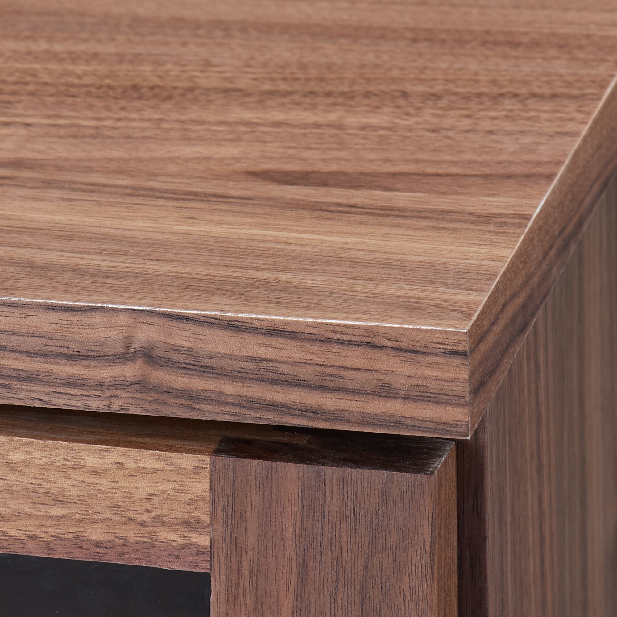 木製キャビネット・ガラス扉・スリム・ウォールナット材