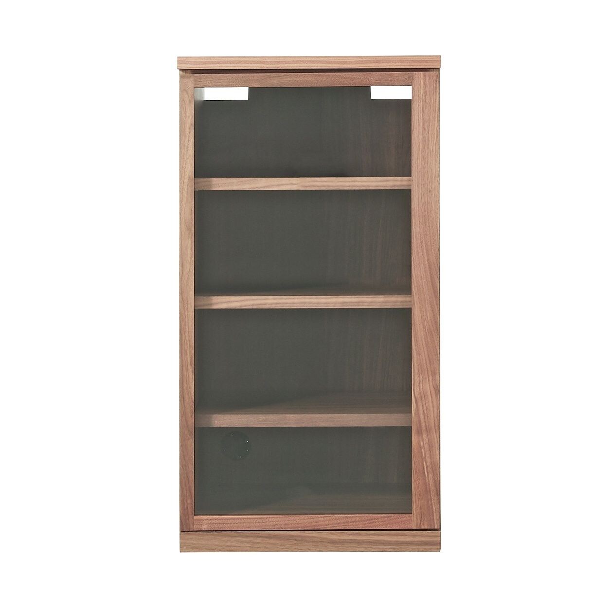 木製キャビネット・ガラス扉・スリム・ウォールナット材