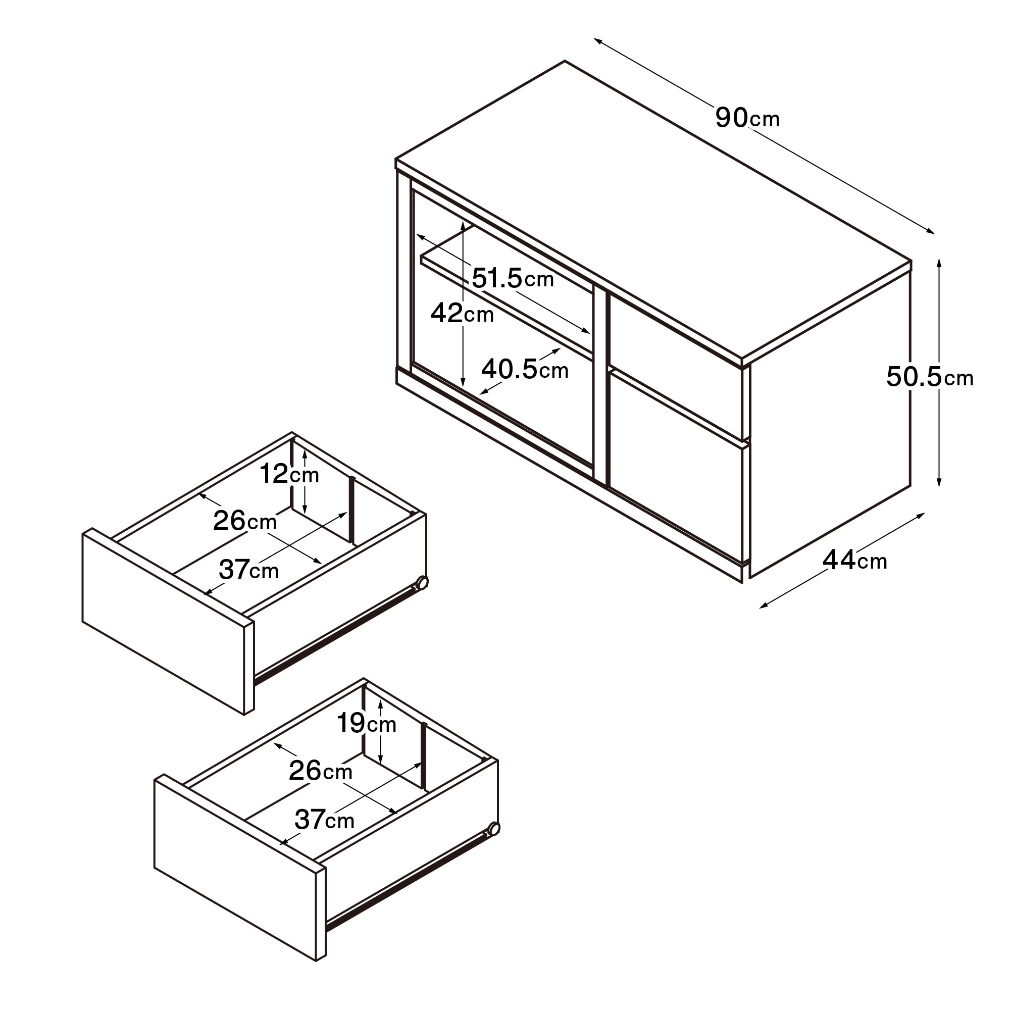 木製ＡＶラック・幅９０ｃｍ・オーク材