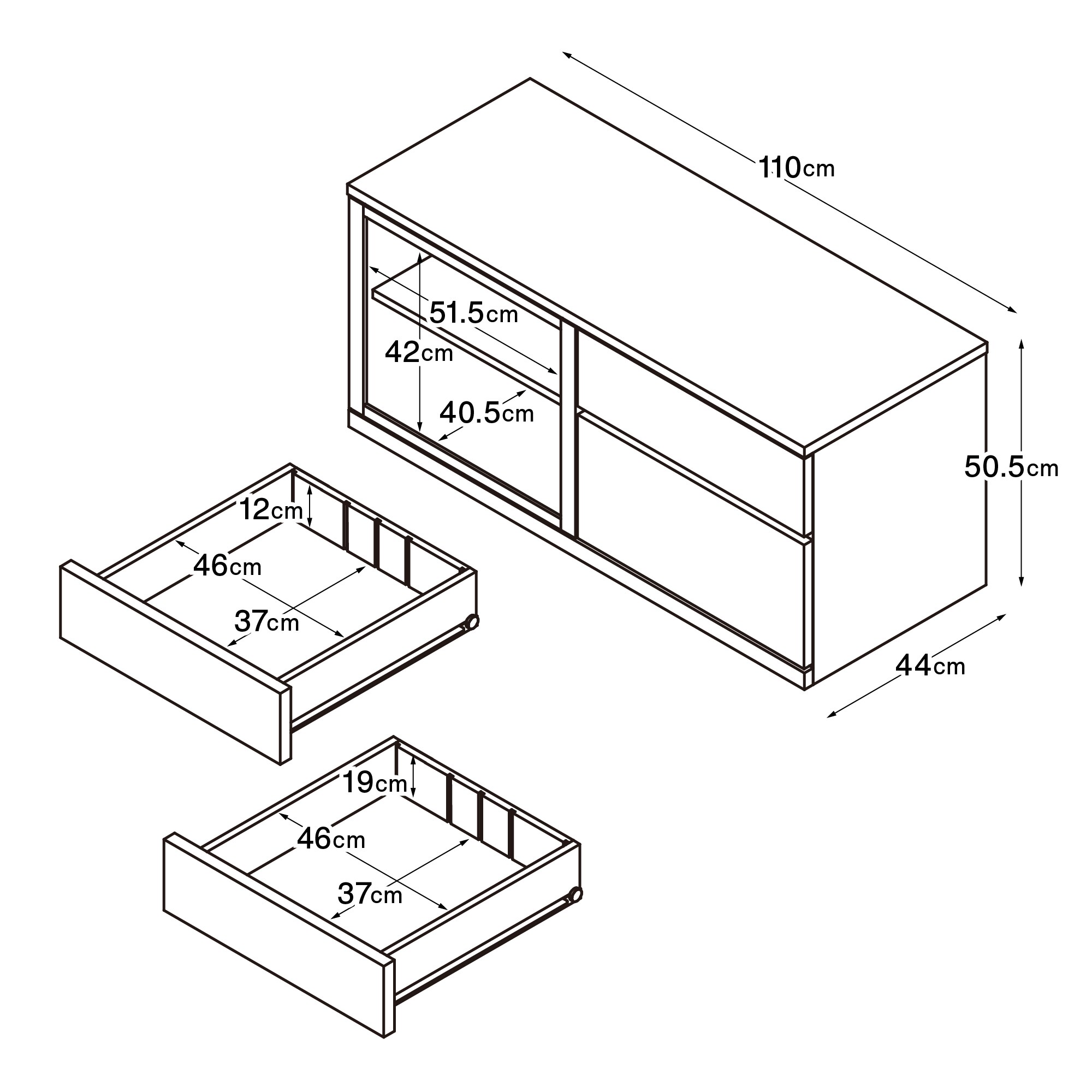 木製ＡＶラック・幅１１０ｃｍ・オーク材