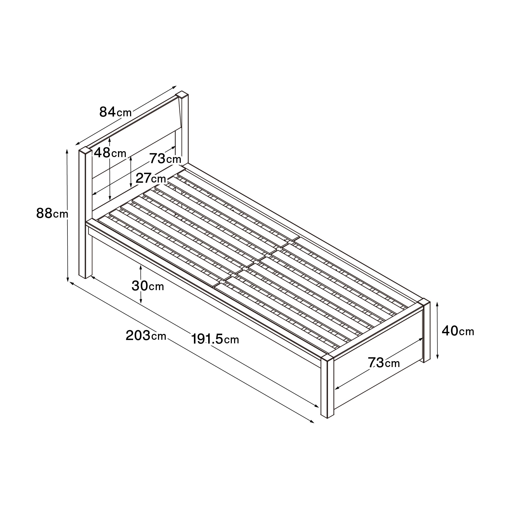 木製ベッド・オーク材・スモール