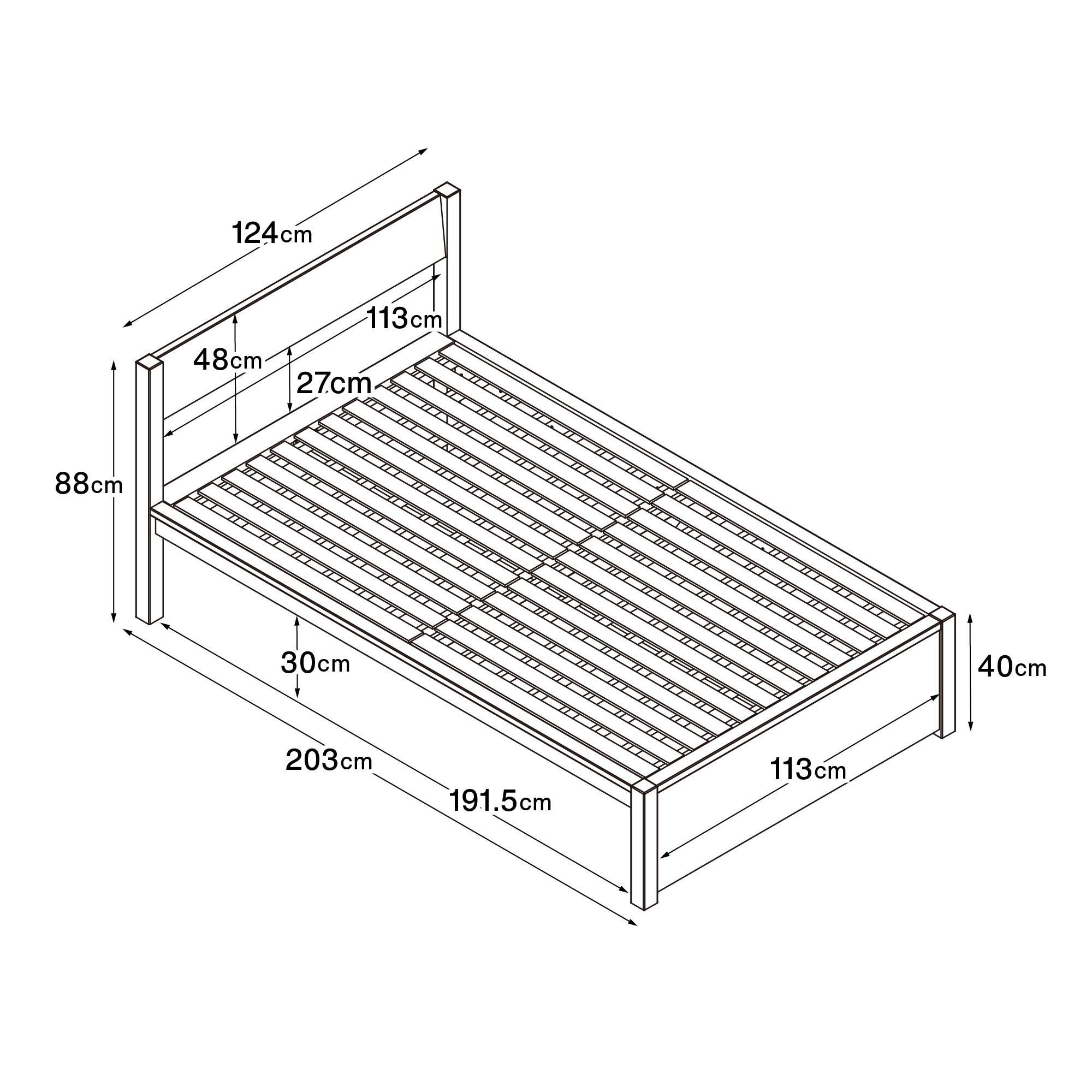 木製ベッド・オーク材・セミダブル