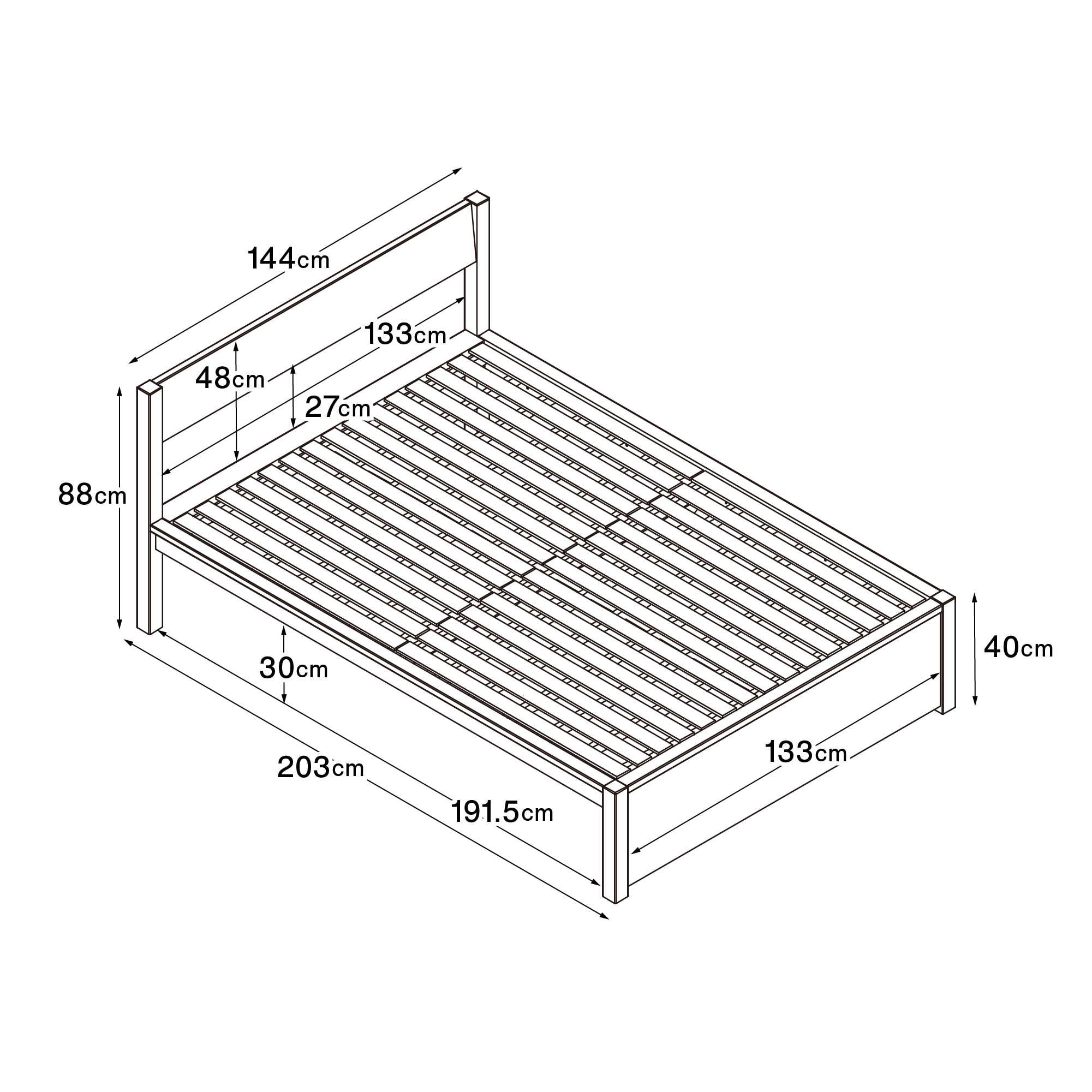 木製ベッド・オーク材・ダブル