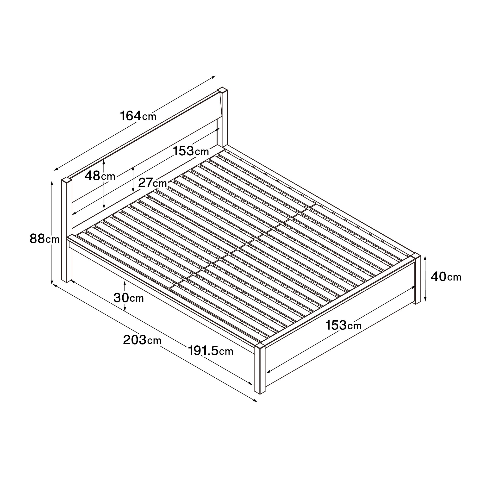 木製ベッド・オーク材・クィーン