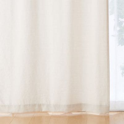 ポリエステルななこ織麻調ノンプリーツカーテン／ライトベージュ