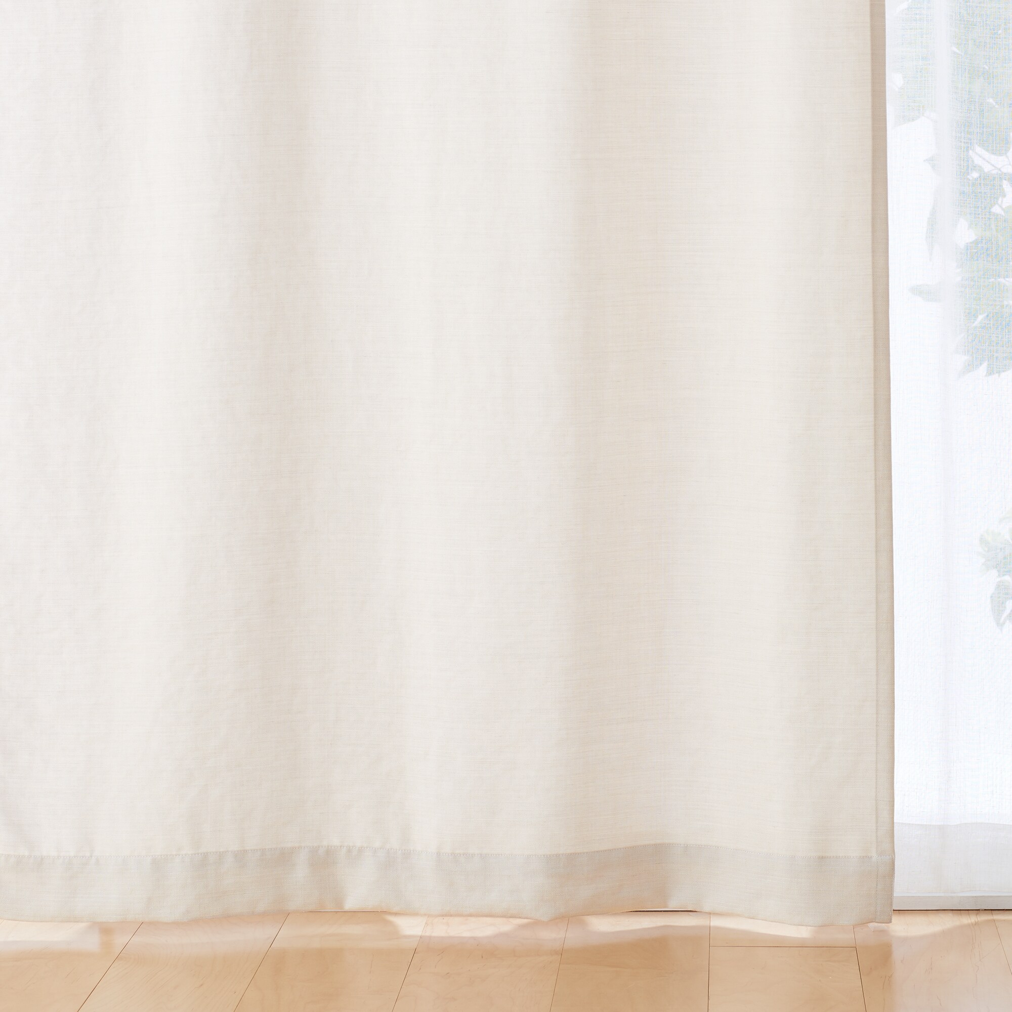 ポリエステルななこ織麻調プリーツカーテン2倍ヒダ／ライトベージュ