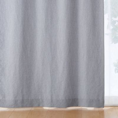 ポリエステルななこ織麻調プリーツカーテン／グレー