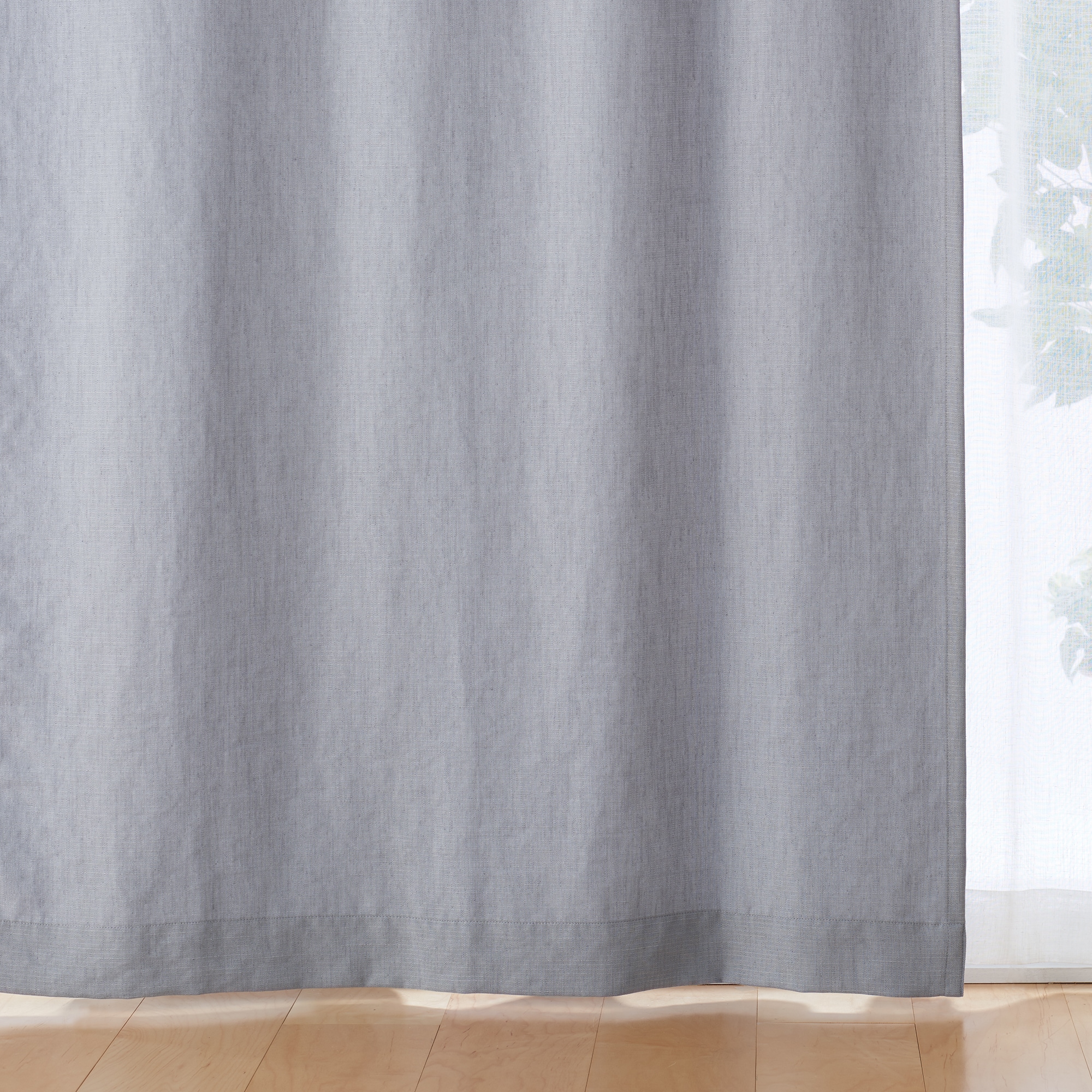 ポリエステルななこ織麻調プリーツカーテン２倍ヒダ／グレー