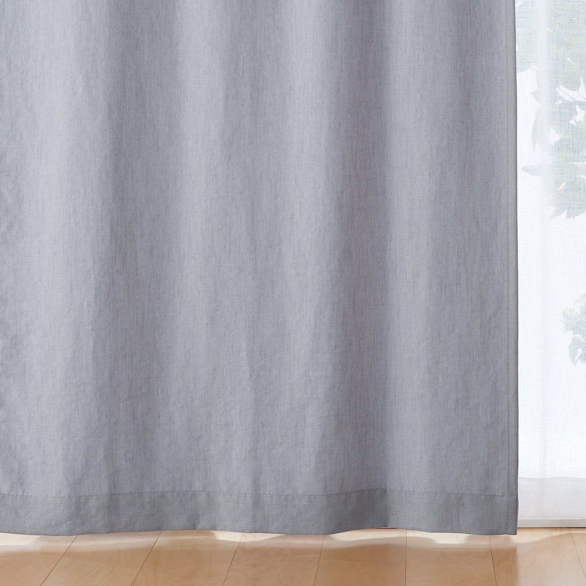 ポリエステルななこ織麻調プリーツカーテン２倍ヒダ／グレー