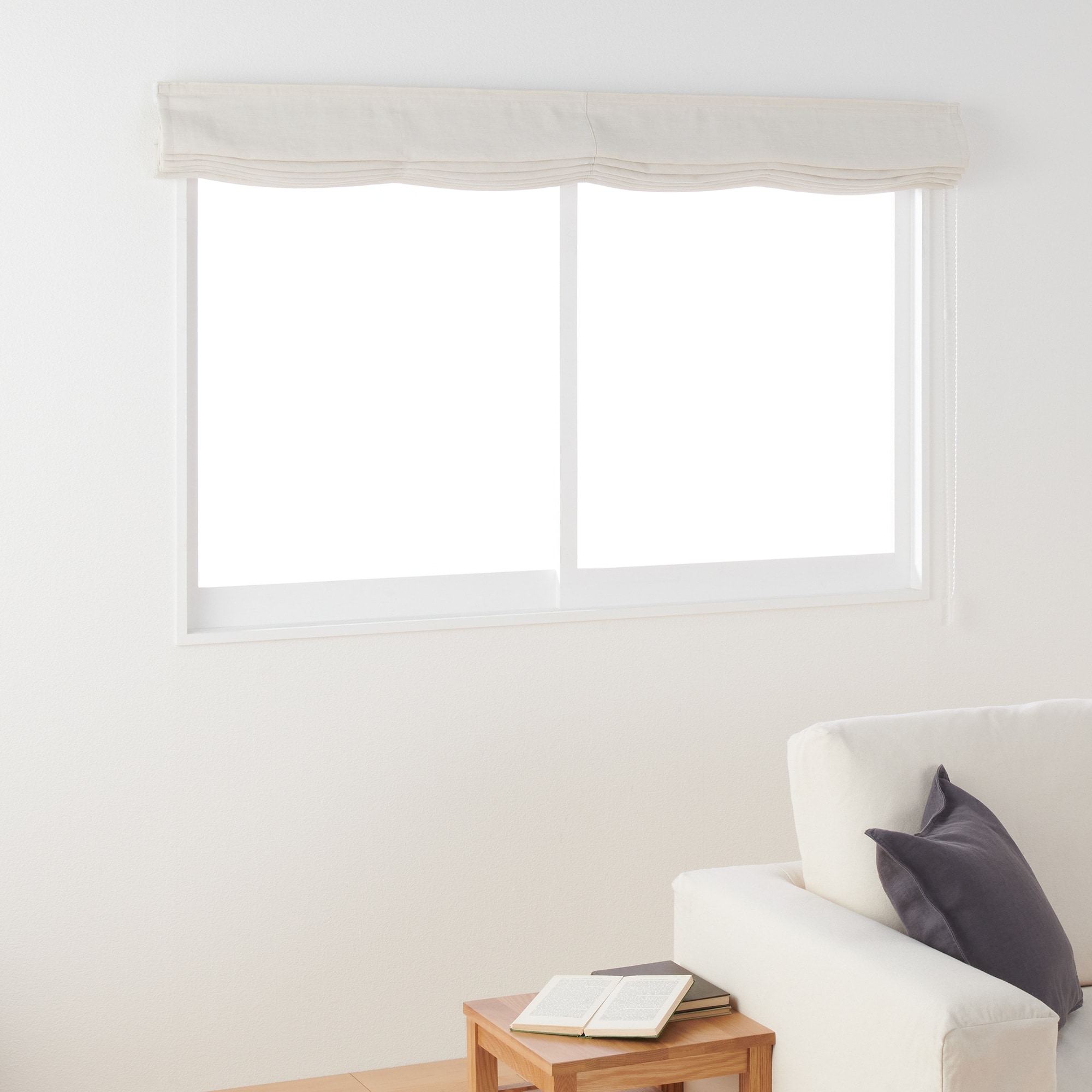 ポリエステルななこ織麻調プレーンシェード用生地／ライトベージュ