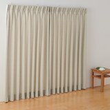 ポリエステルシェニールヘリンボーン（防炎）プリーツ２倍／アイボリー