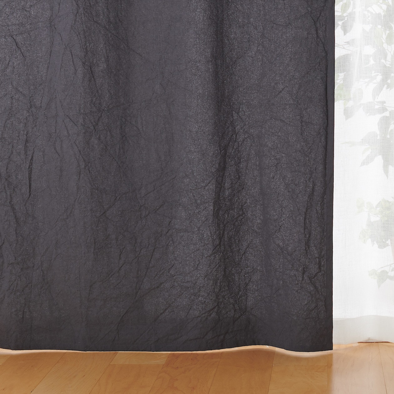 綿洗いざらし平織ノンプリーツカーテン／チャコール 幅１００×丈２００ｃｍ用 | ノンプリーツカーテン 通販 | 無印良品