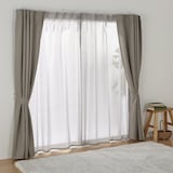 綿ボイルノンプリーツカーテン／ベージュ