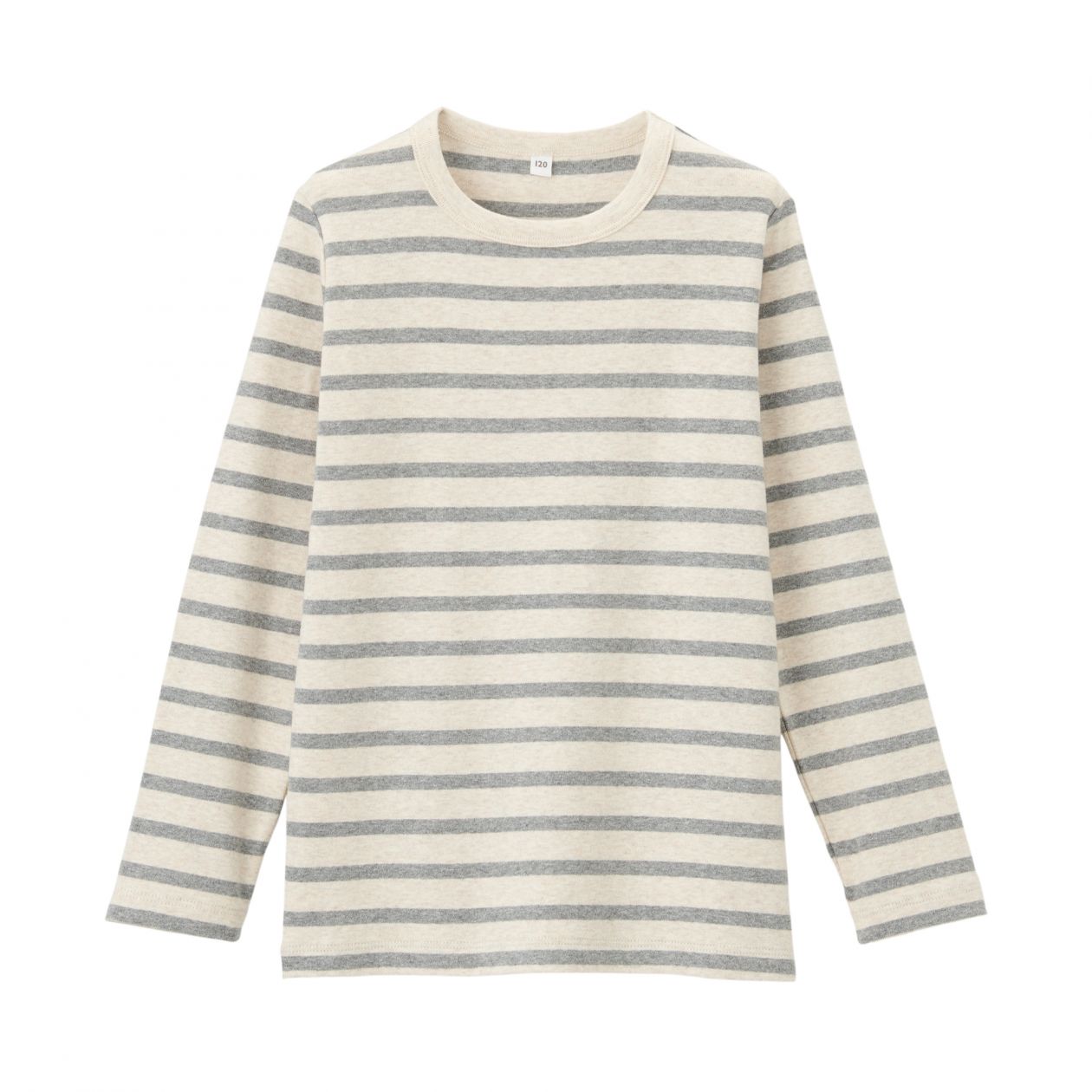 起毛フライス編み ボーダー長袖tシャツ キッズ キッズ120 ミディアムグレー 通販 無印良品