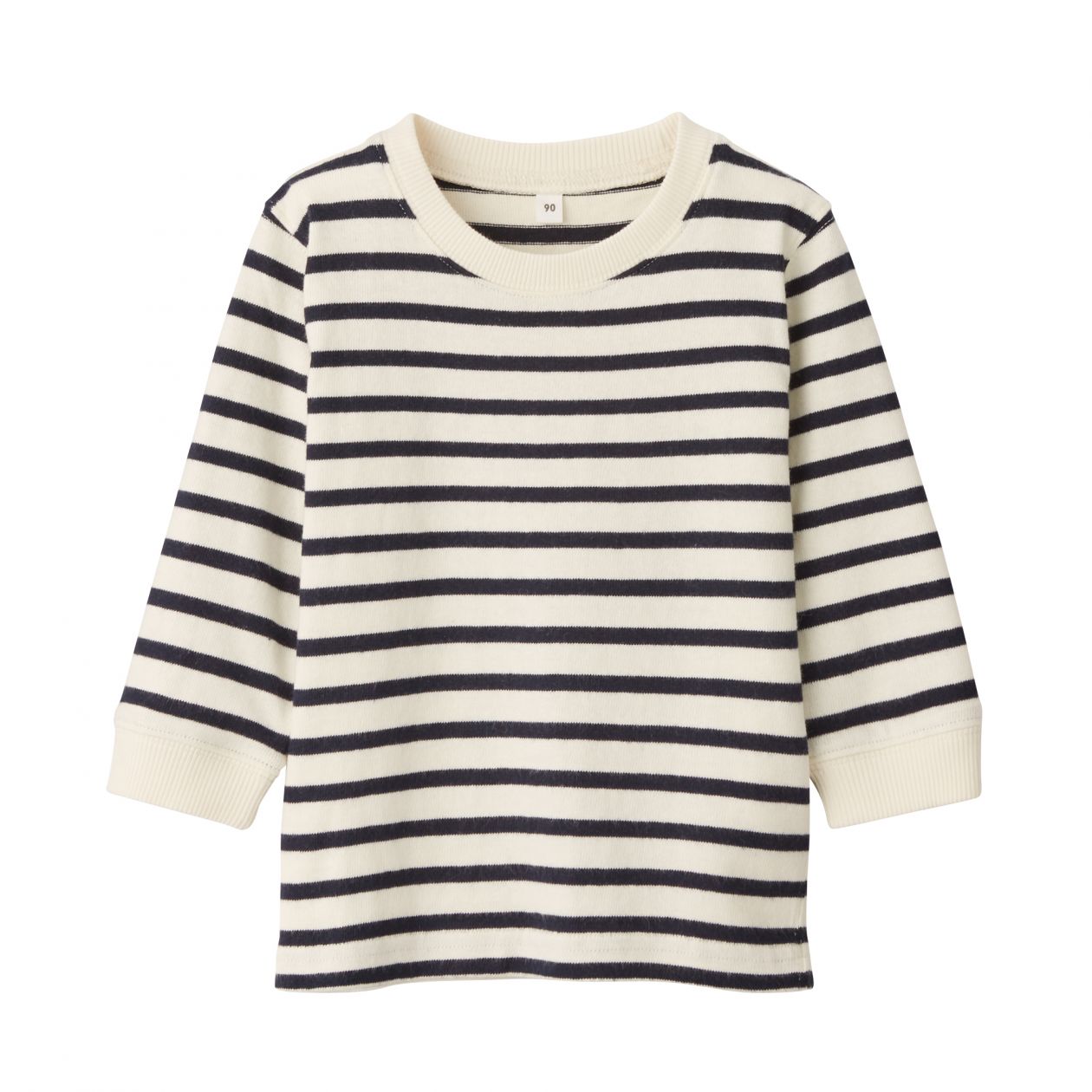 甘撚り天竺編み 長袖ｔシャツ ベビー ベビー８０ ネイビー ボーダー ベビートップス 通販 無印良品