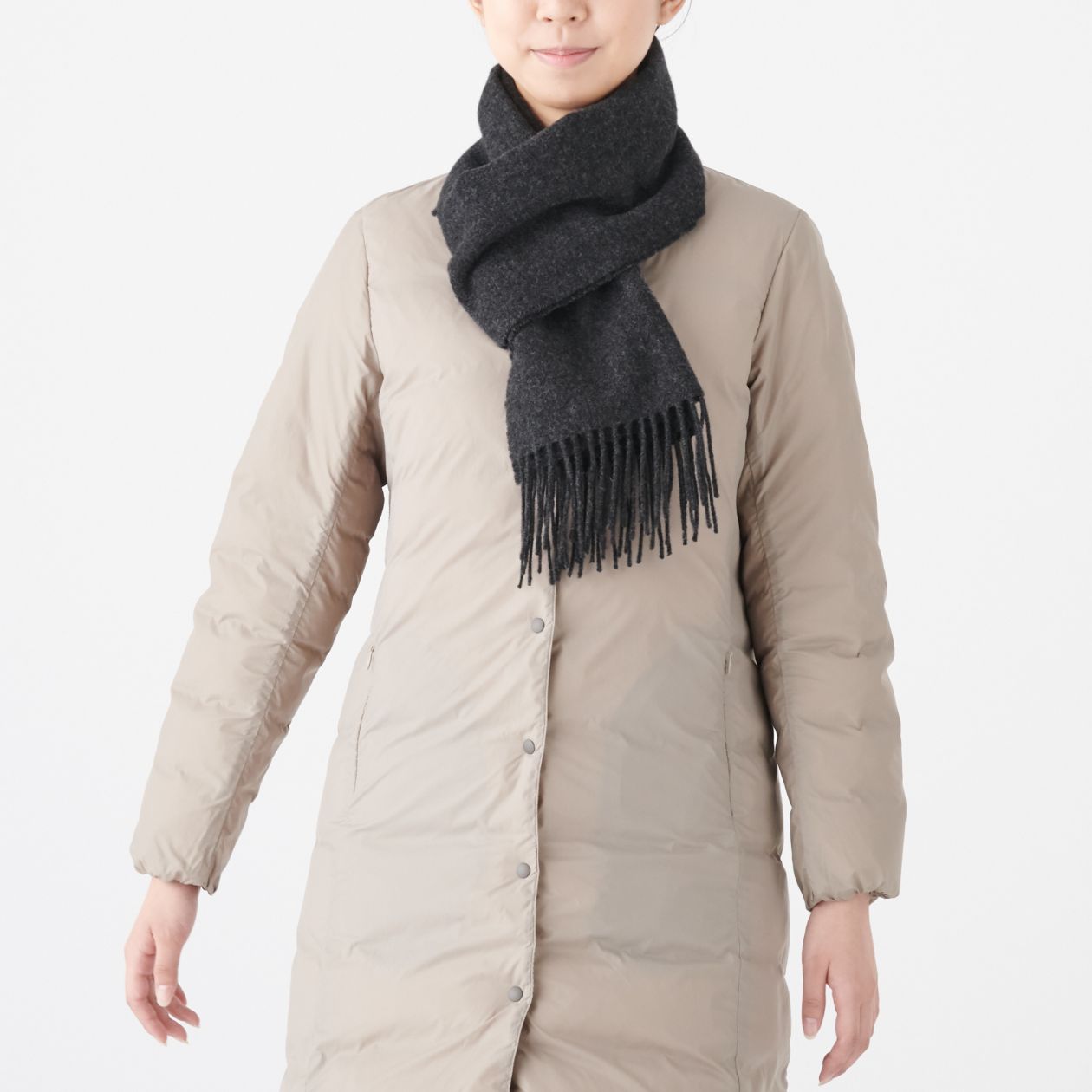 ウール織りマフラー ３０ １８０ｃｍチャコールグレー 通販 無印良品