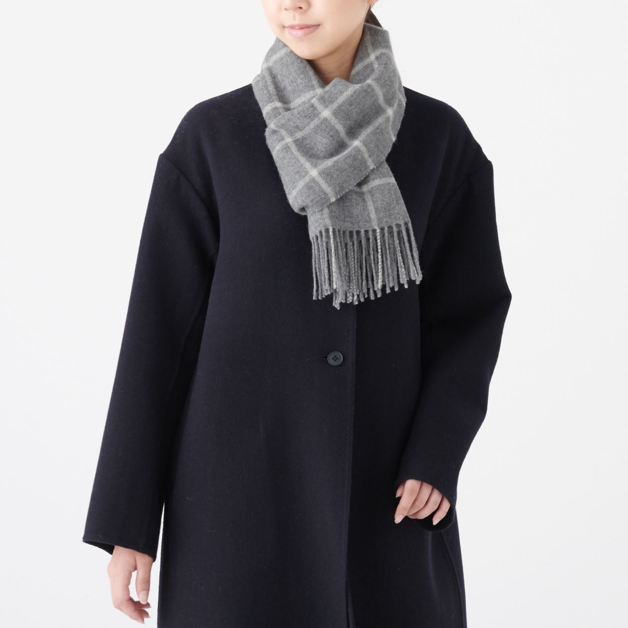 ウール織りマフラー 柄 ３０ １８０ｃｍ ライトグレー 柄 ストール マフラー 通販 無印良品