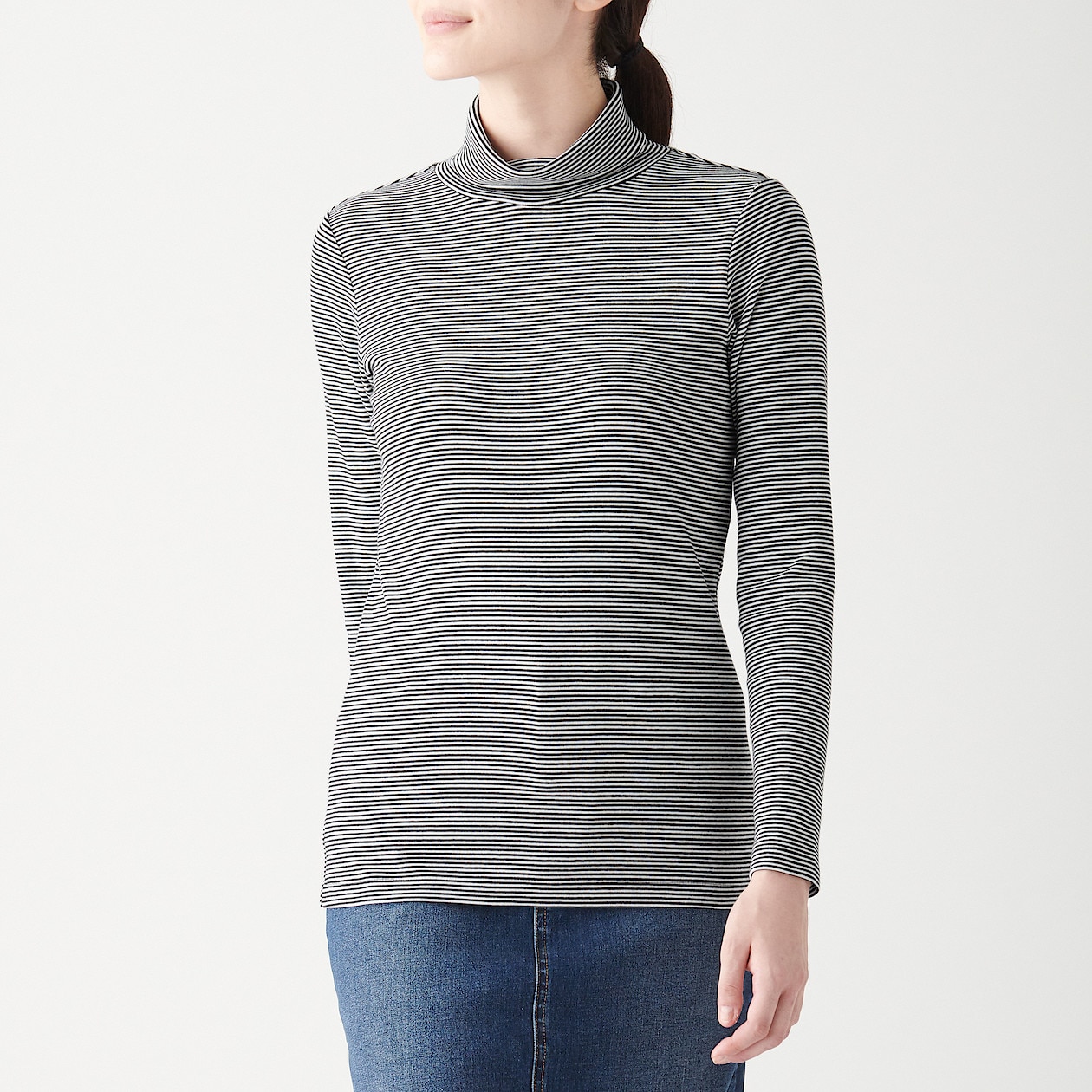 ストレッチフライス編みタートルネックtシャツ ボーダー 婦人m オフ白 黒 tシャツ カットソー 長袖 七分袖 婦人 レディース 通販 無印良品 ストレッチフライス編みタートルネックtシャツ ボーダー 婦人m オフ白 黒 tシャツ カットソー 長袖 七分袖 婦人 レディース 通販 無印良品