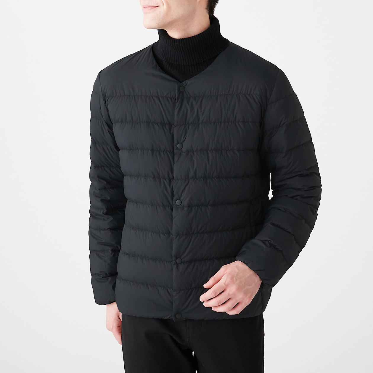 軽量オーストラリアダウンポケッタブルノーカラージャケット 紳士ｓ 黒 ジャケット コート 紳士 メンズ 通販 無印良品
