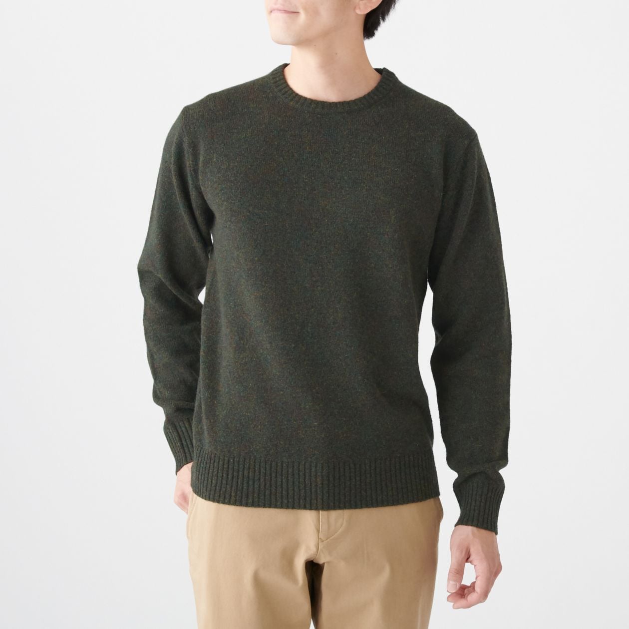 メリノウール ミドルゲージクルーネックセーター 紳士ｍ カーキグリーン セーター ニット 紳士 メンズ 通販 無印良品