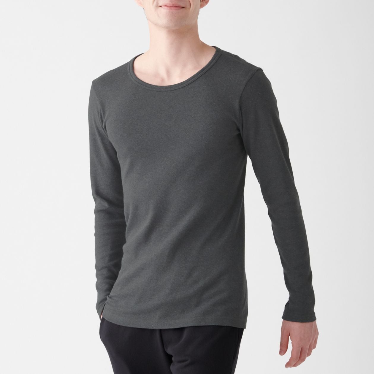綿とウールで真冬もあったかクルーネック長袖tシャツ 紳士m チャコールグレー あったかインナー 紳士 メンズ 通販 無印良品 綿とウールで真冬もあったかクルーネック長袖tシャツ 紳士m チャコールグレー あったかインナー 紳士 メンズ 通販 無印良品