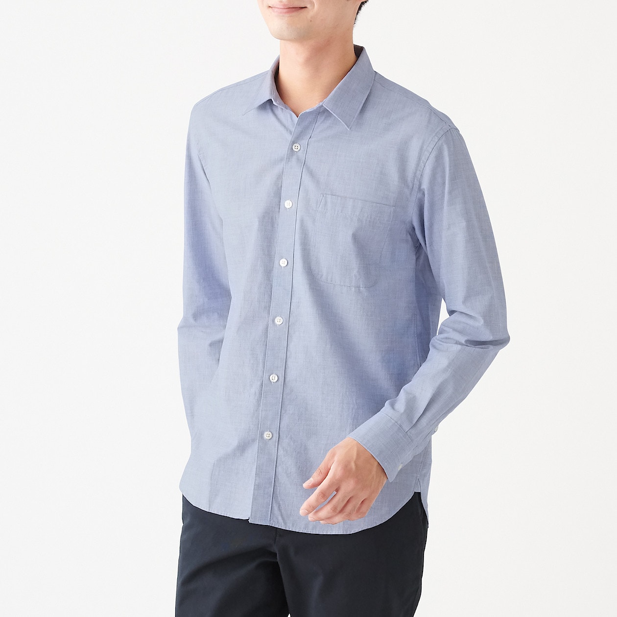 洗いざらしブロードシャツ 紳士ｘｓ ブルー シャツ ワイシャツ 長袖 紳士 メンズ 通販 無印良品
