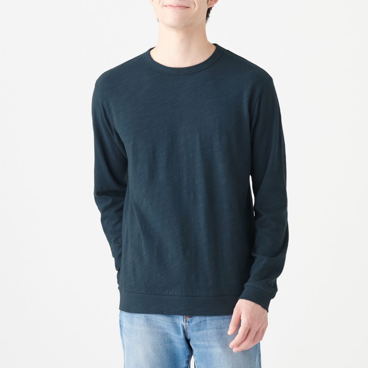 インド綿ムラ糸長袖ｔシャツ 紳士ｍ ダークネイビー ｔシャツ カットソー 長袖 紳士 メンズ 通販 無印良品
