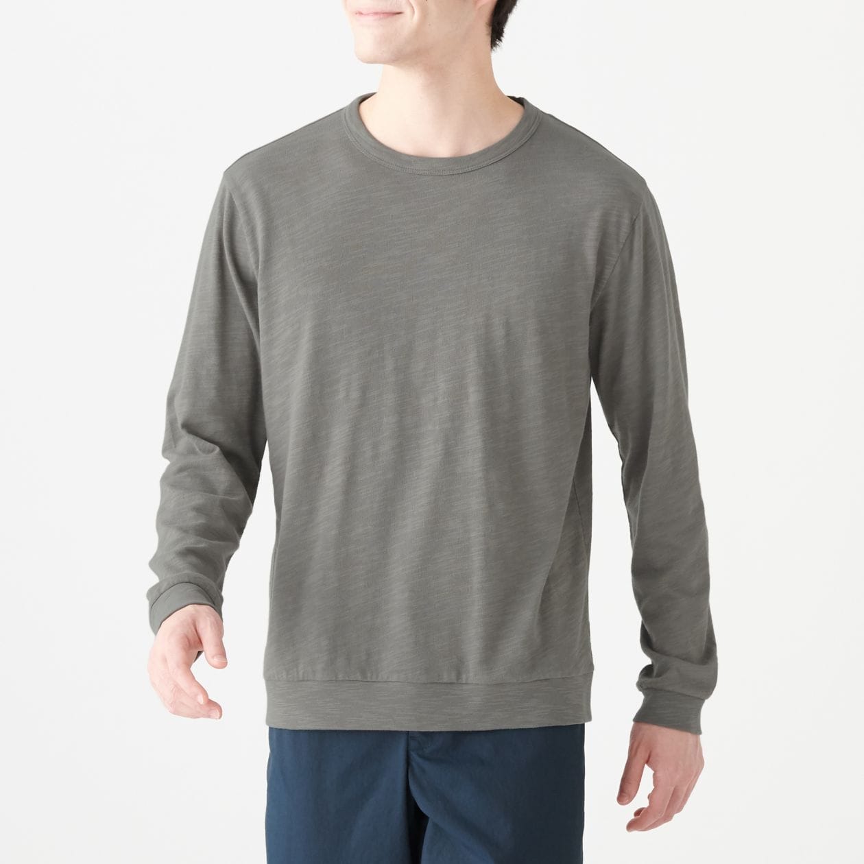 インド綿ムラ糸長袖ｔシャツ 紳士ｓ ミディアムグレー Tシャツ カットソー 長袖 七分袖 紳士 メンズ 通販 無印良品