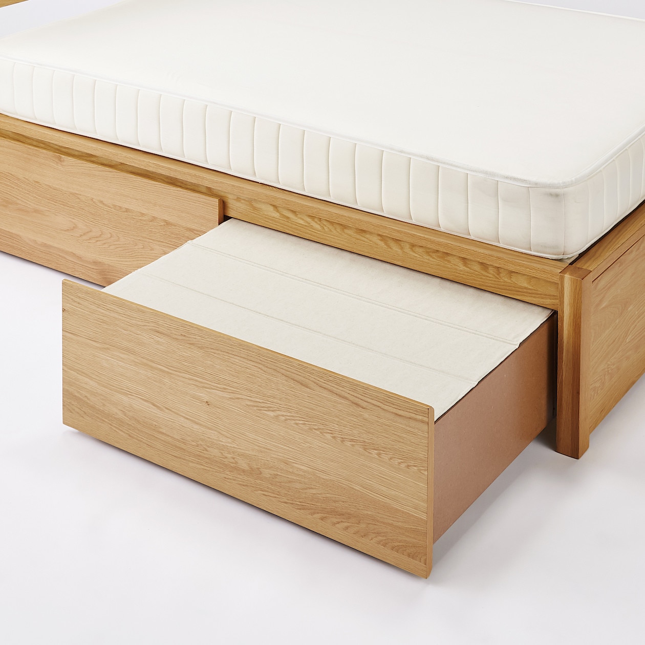 ポリエステル綿麻混・木製ベッド・オーク材用ベッド下収納ふた