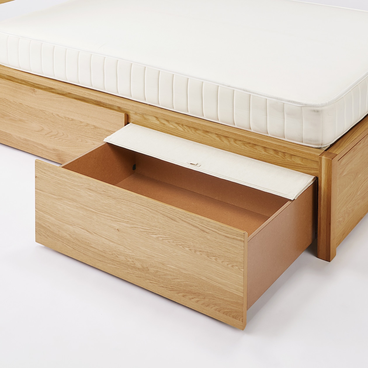 ポリエステル綿麻混・木製ベッド・オーク材用ベッド下収納ふた