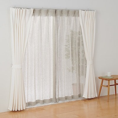 麻ボイルプリーツカーテン／生成