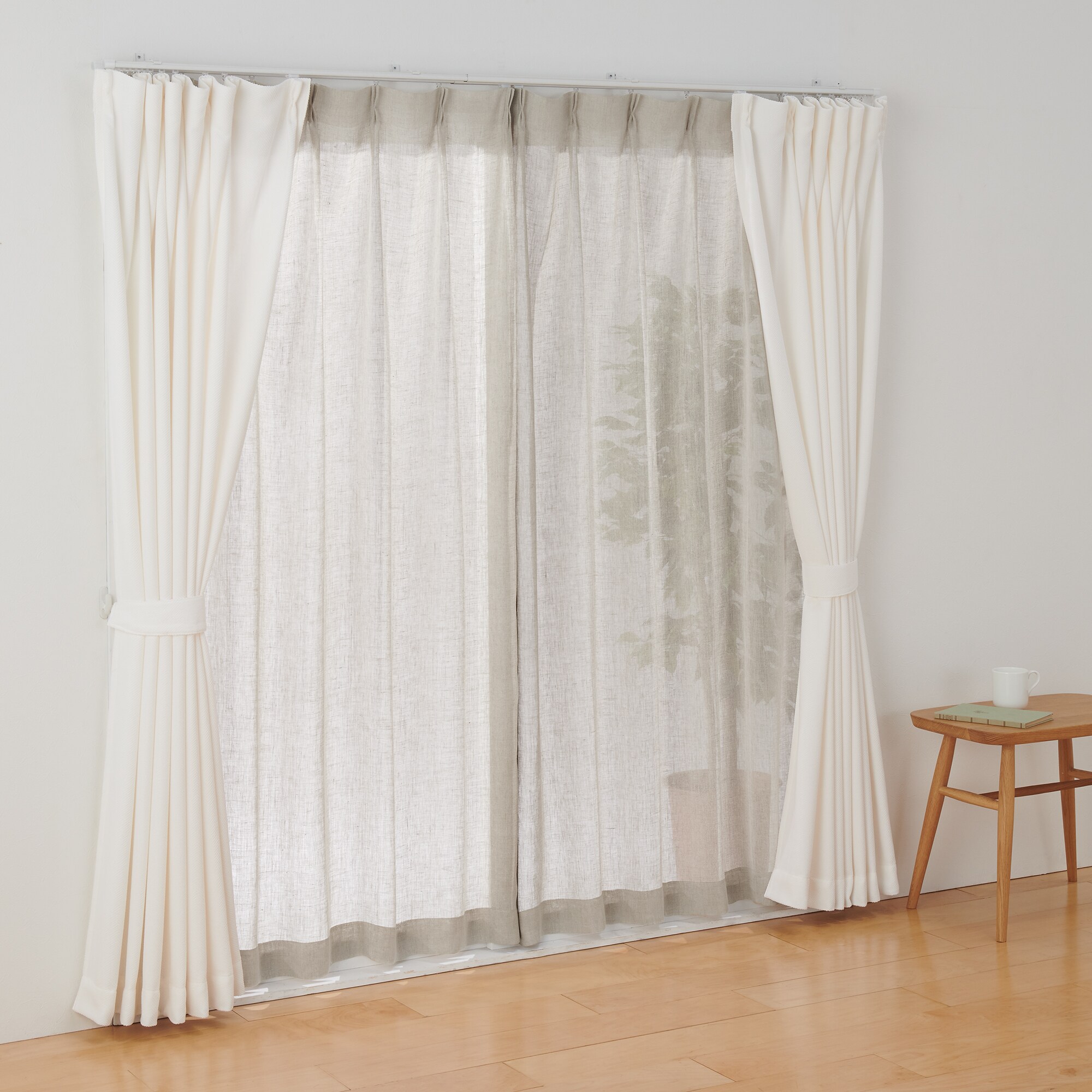 麻ボイルプリーツカーテン／生成 | 無印良品