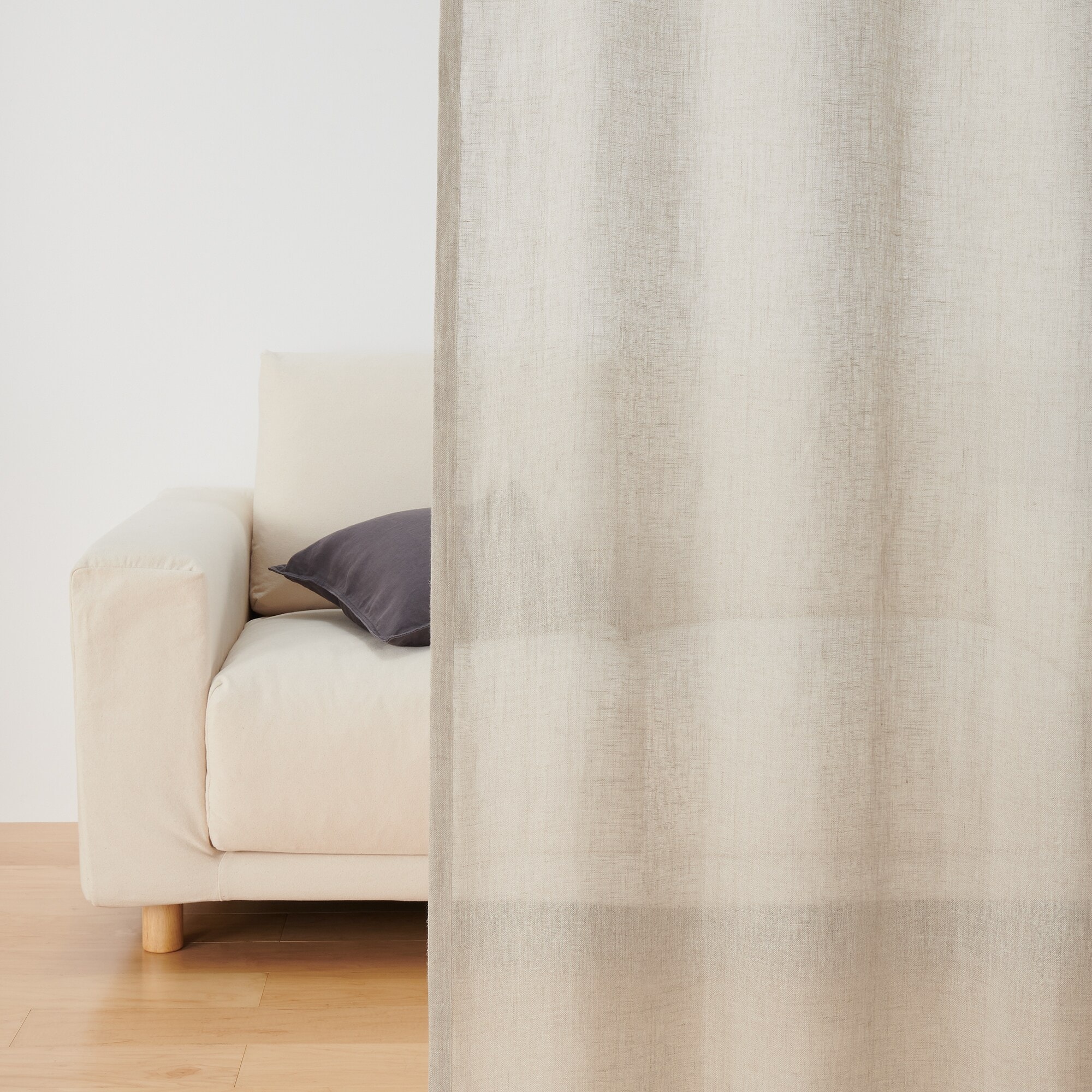 麻ボイルノンプリーツカーテン／生成