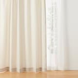 ポリエステル杢調平織プリーツカーテン／アイボリー