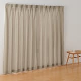 ポリエステル杢調平織プリーツカーテン／ベージュ