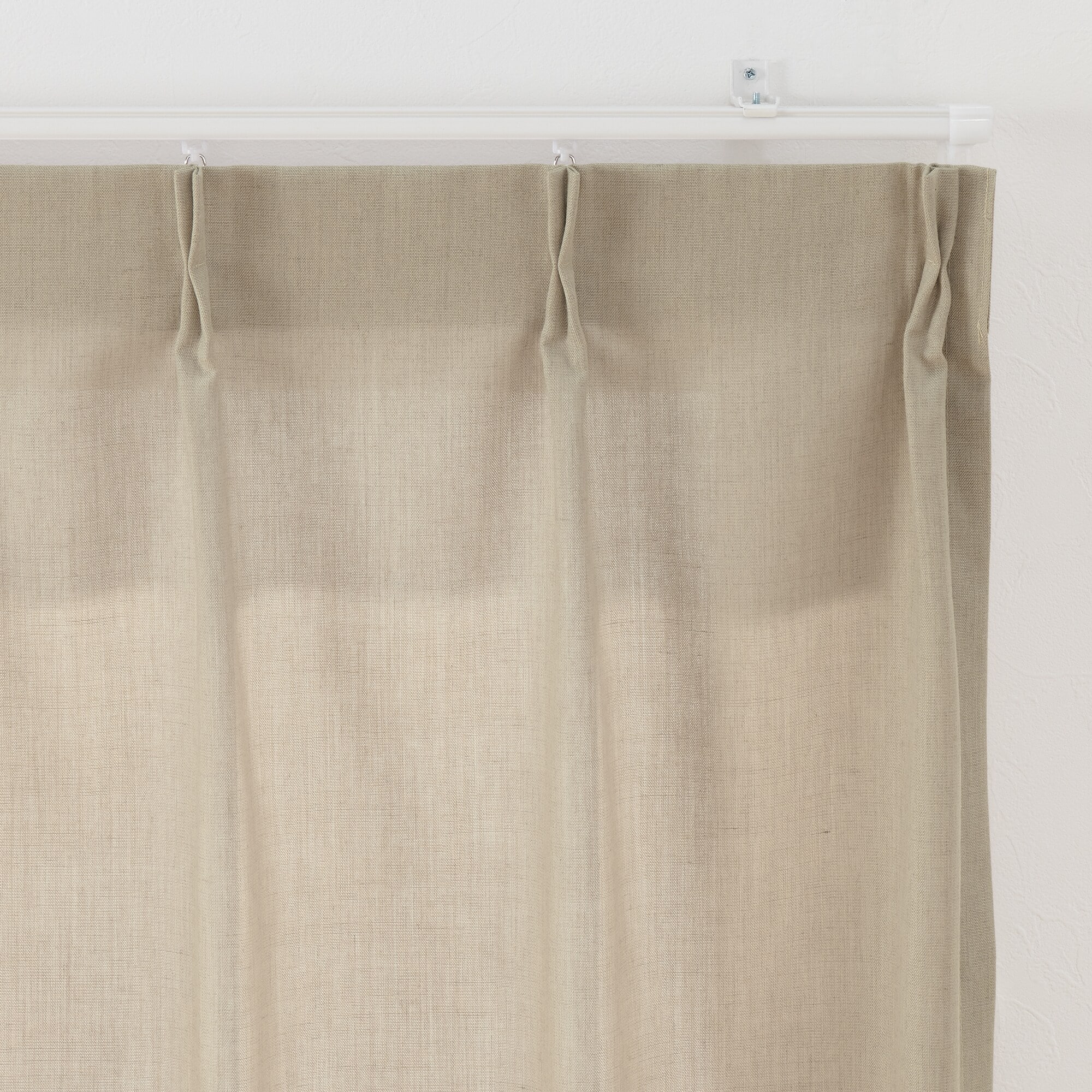 ポリエステル杢調平織プリーツカーテン／ベージュ