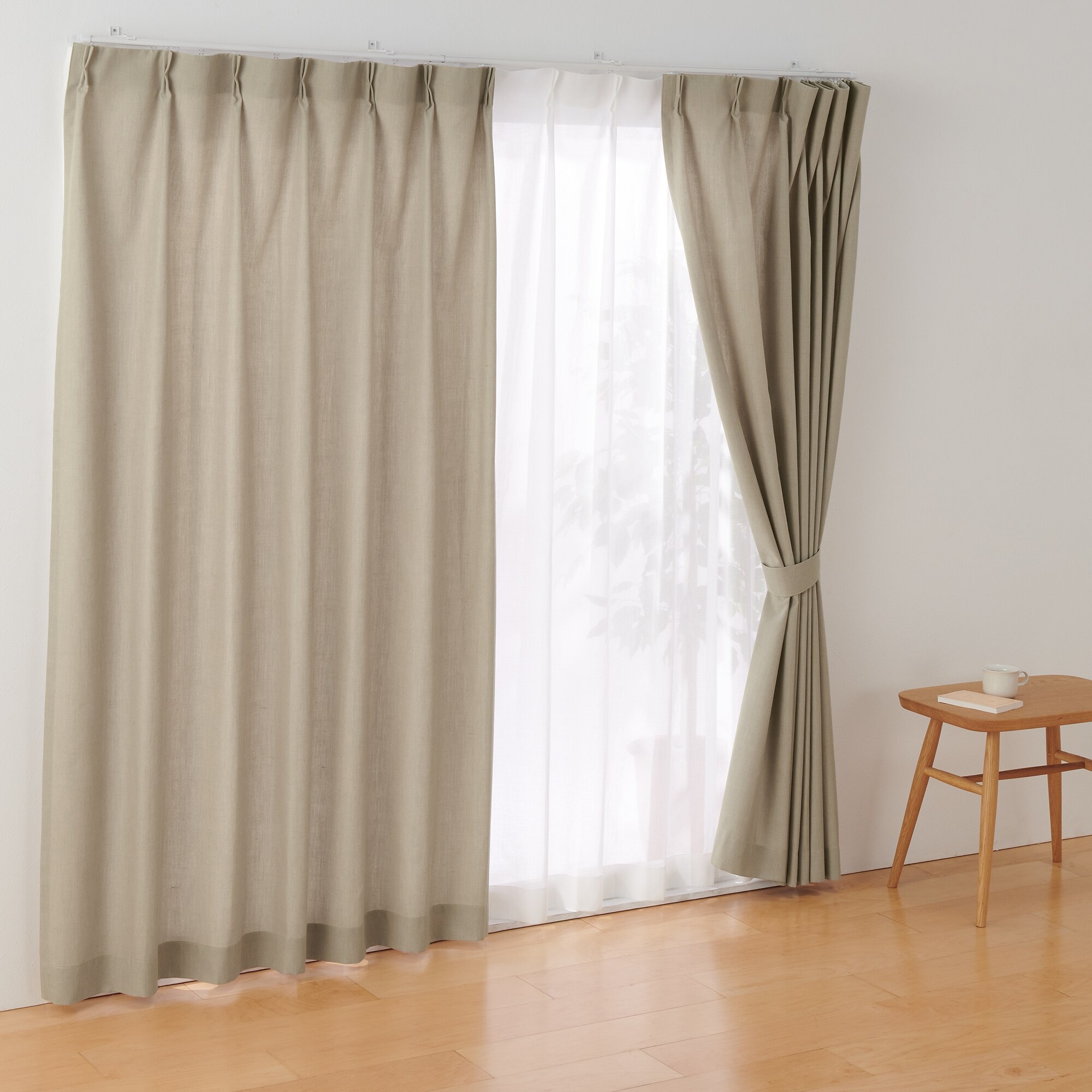 ベージュ プリーツカーテン ポリエステル杢調平織プリーツカーテン／ベージュ | 無印良品