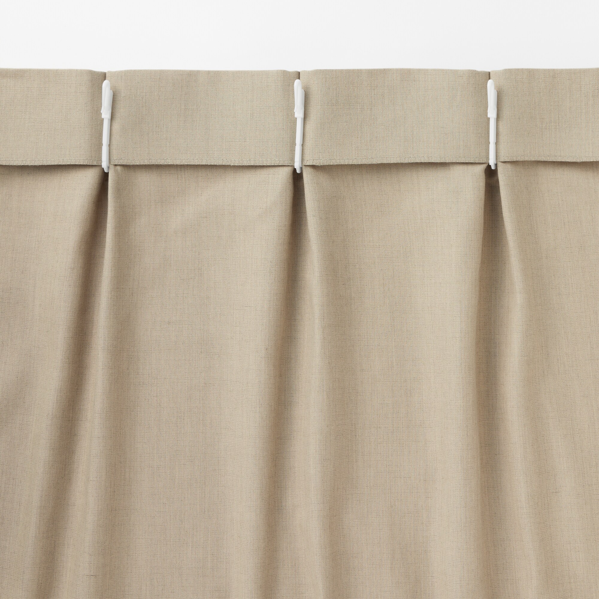 ポリエステル杢調平織プリーツカーテン／ベージュ | 無印良品
