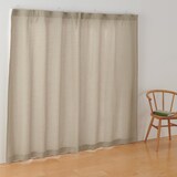 ポリエステル杢調平織ノンプリーツカーテン／ベージュ