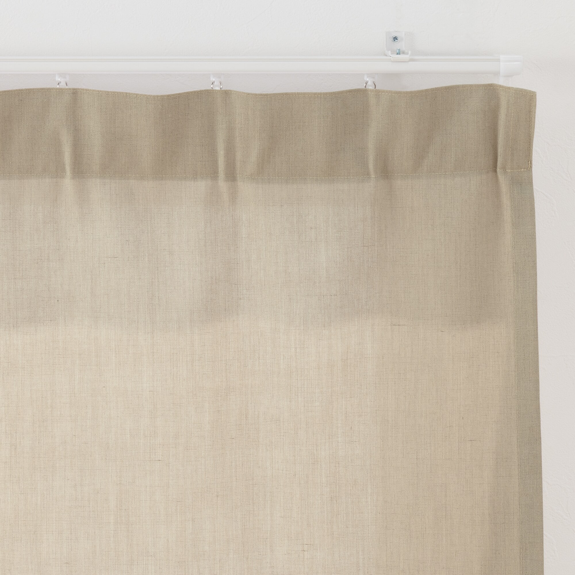 ポリエステル杢調平織ノンプリーツカーテン／ベージュ