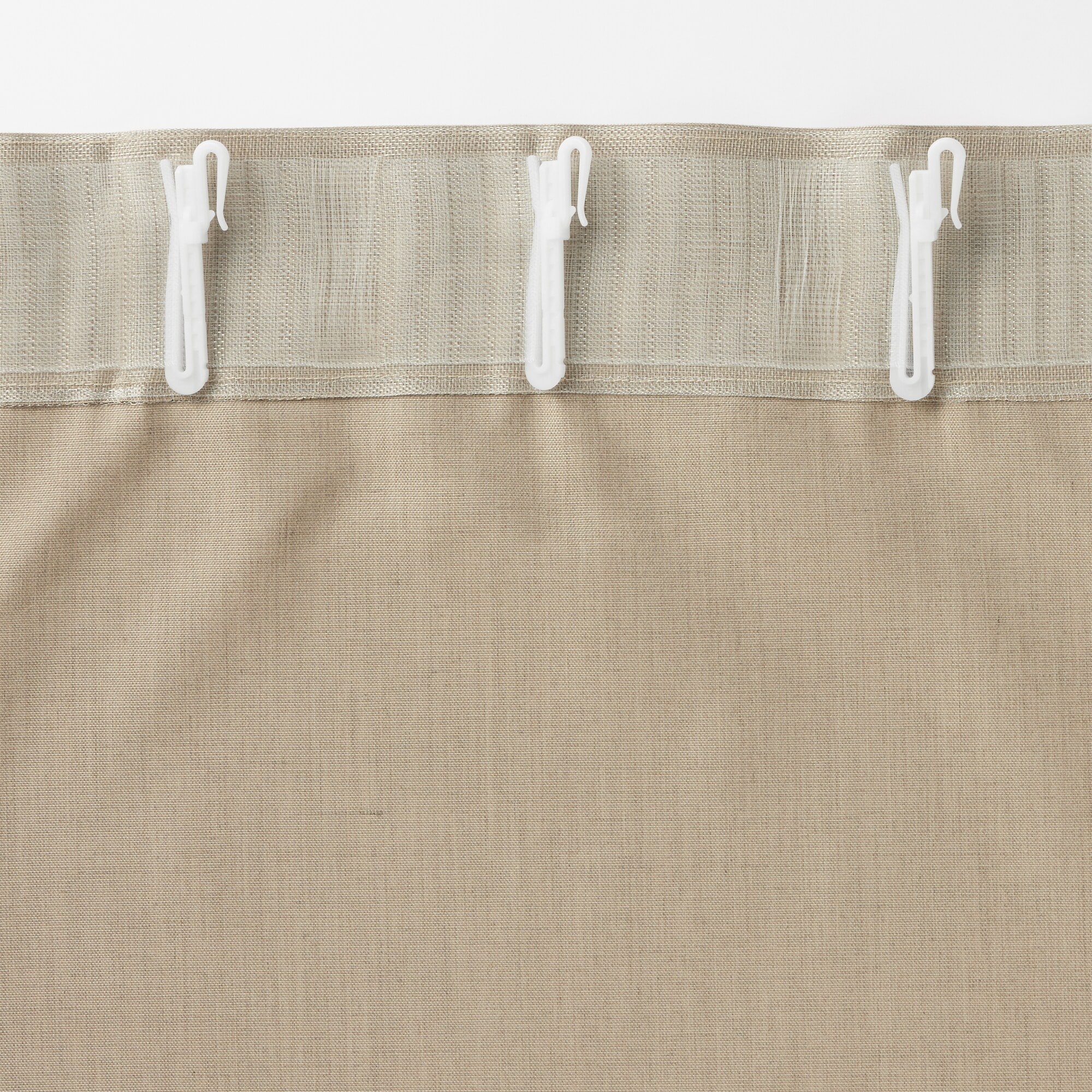 ポリエステル杢調平織ノンプリーツカーテン／ベージュ