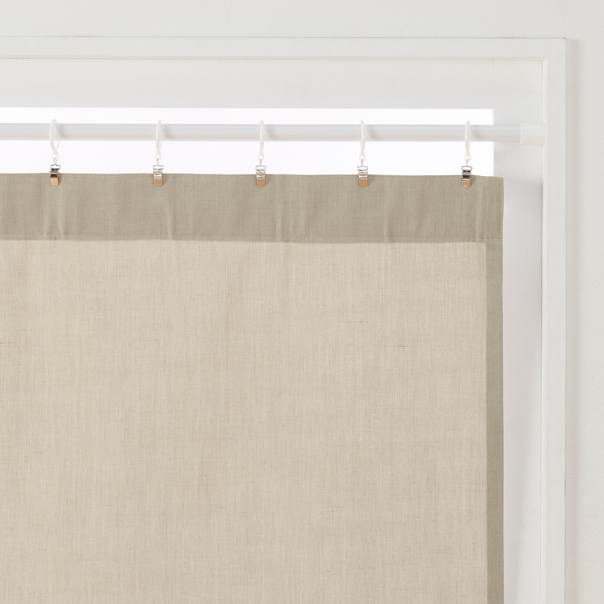 ポリエステル杢調平織ノンプリーツカーテン／ベージュ