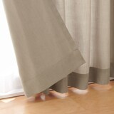 ポリエステル杢調平織プリーツカーテン２倍ヒダ／ベージュ