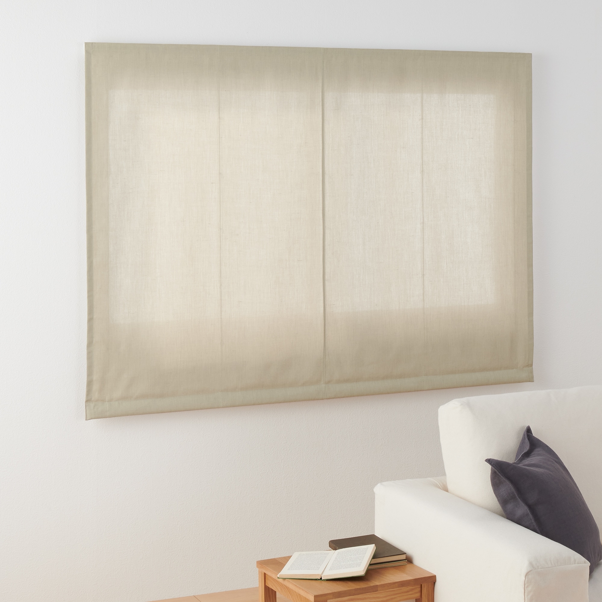 ポリエステル杢調平織（防炎）プレーンシェード用生地／ベージュ