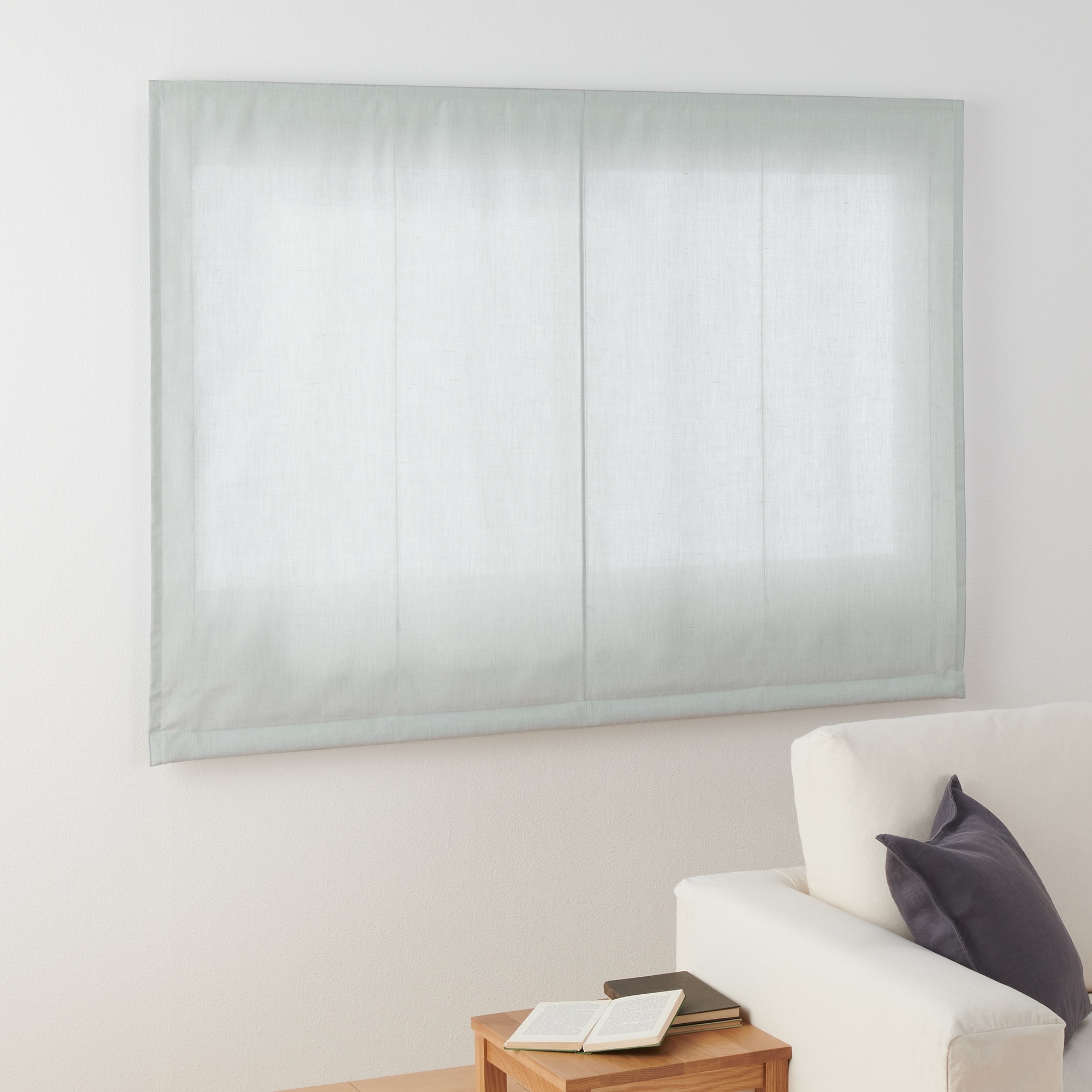 ポリエステル杢調平織（防炎）プレーンシェード用生地／ブルーグレー