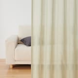 ポリエステル杢調ボイルプリーツカーテン／アイボリー